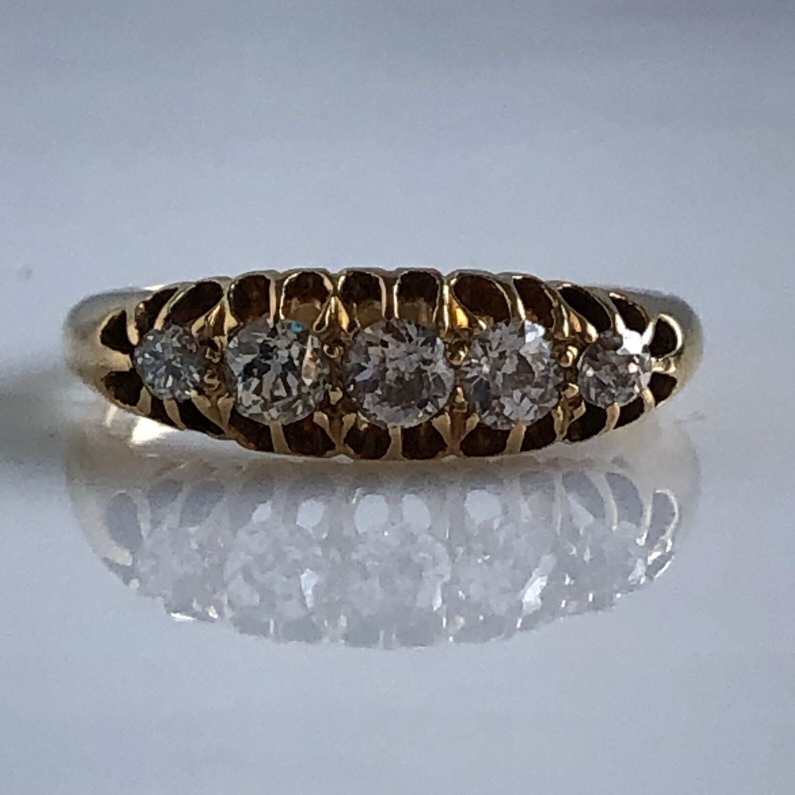 Victorian Belcher Diamond Hallmarked 18K Gold Band Ring Etsy