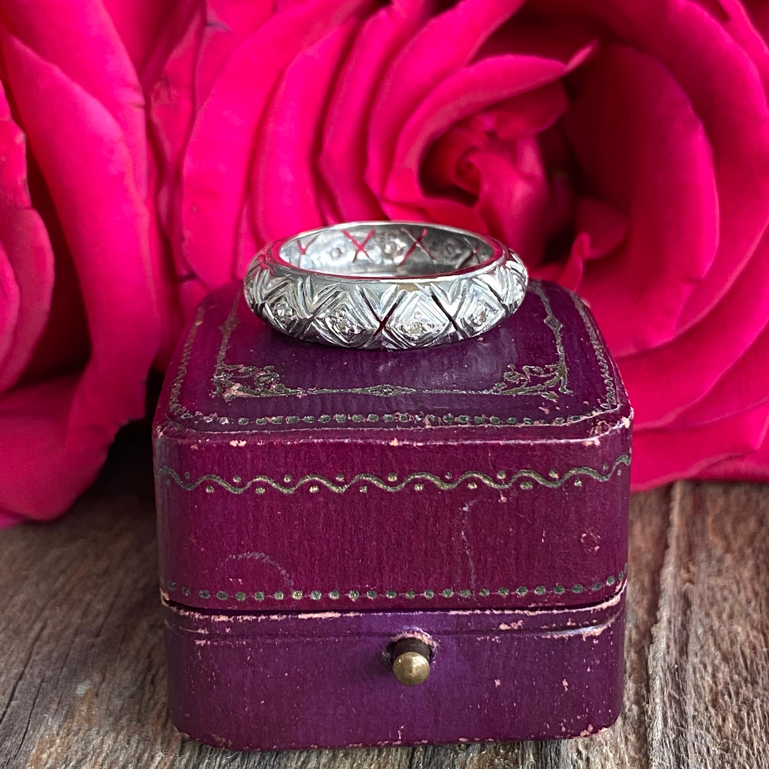 ヴィンテージ プラチナ ダイヤモンド エタニティ リング - Etsy 日本