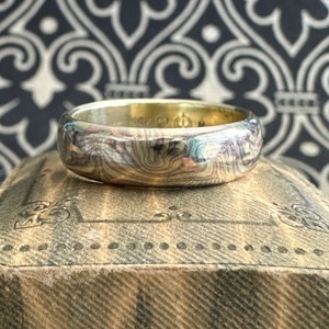 Vintage Mokume Gane Tri-color 14K Gold Band Ring