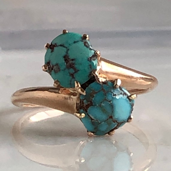 Vintage Turquoise 14K Gold Ring - image 10