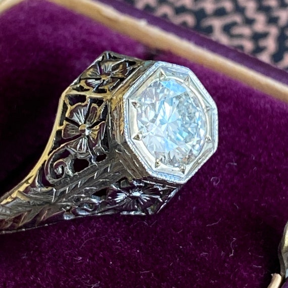 Art Deco 1.18ct Diamond 18K White Gold Ring - image 7
