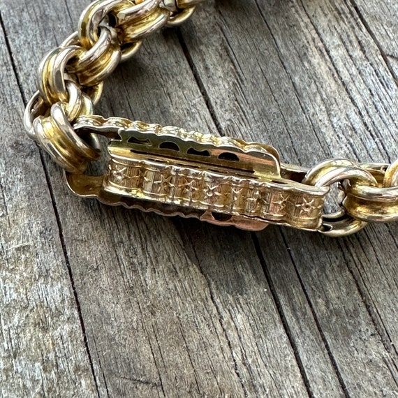 Victorian 9K/14K Fancy Link Watch Chain - image 7