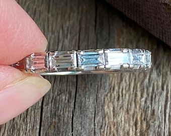 Chunky Vintage 2ct Baguette Diamant 18K Eternity Ring