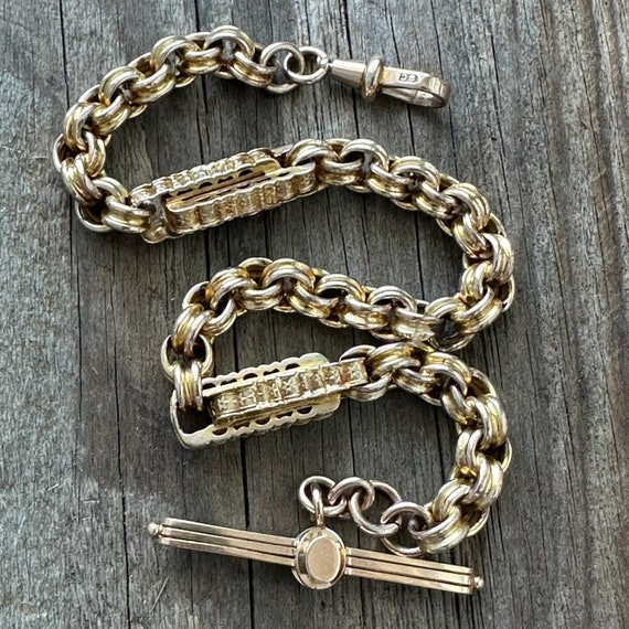 Victorian 9K/14K Fancy Link Watch Chain - image 5