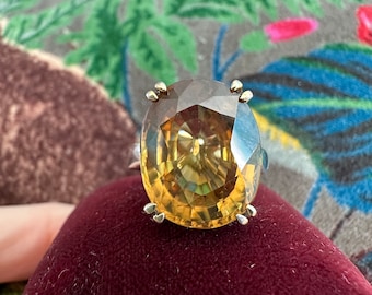 Vintage Citrine 14K Gold Cocktail Ring