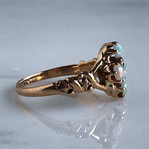 Victorian Yellow Gold Opal & Diamond Ring - image 5