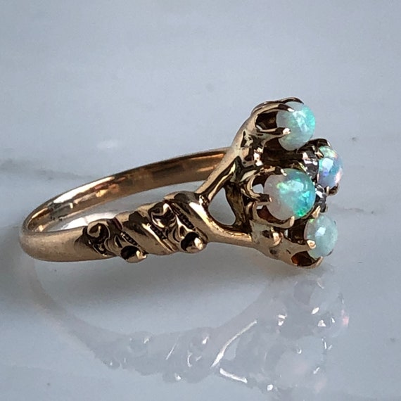 Victorian Yellow Gold Opal & Diamond Ring - image 6