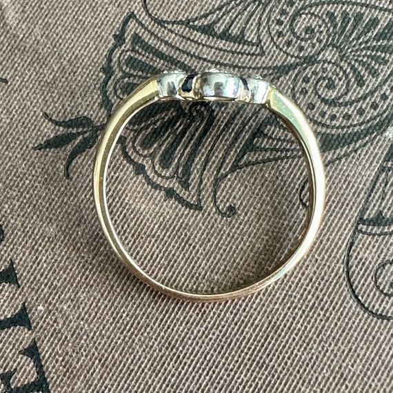 Art Deco Diamond Sapphire 14K Ring - image 9