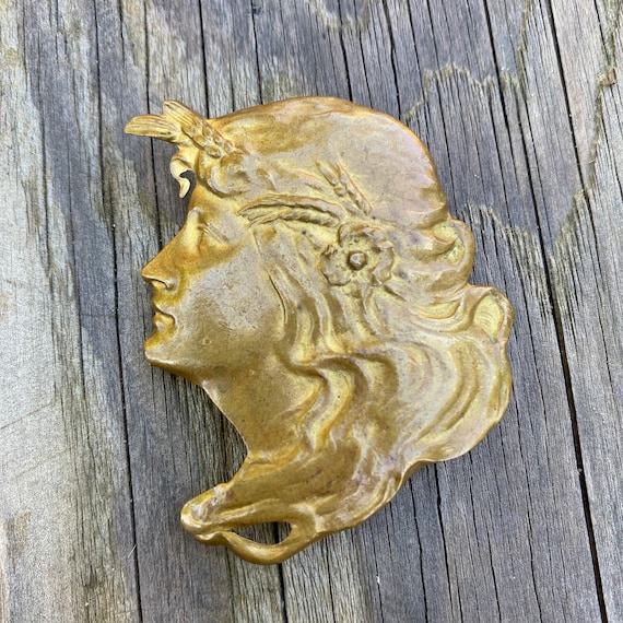 Art Nouveau Lady Belt Buckle - image 1