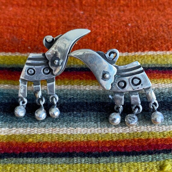 Mexican Bird Silver Earrings