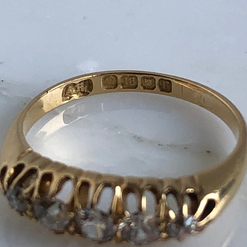 Victorian Belcher Diamond Hallmarked 18K Gold Band Ring Etsy
