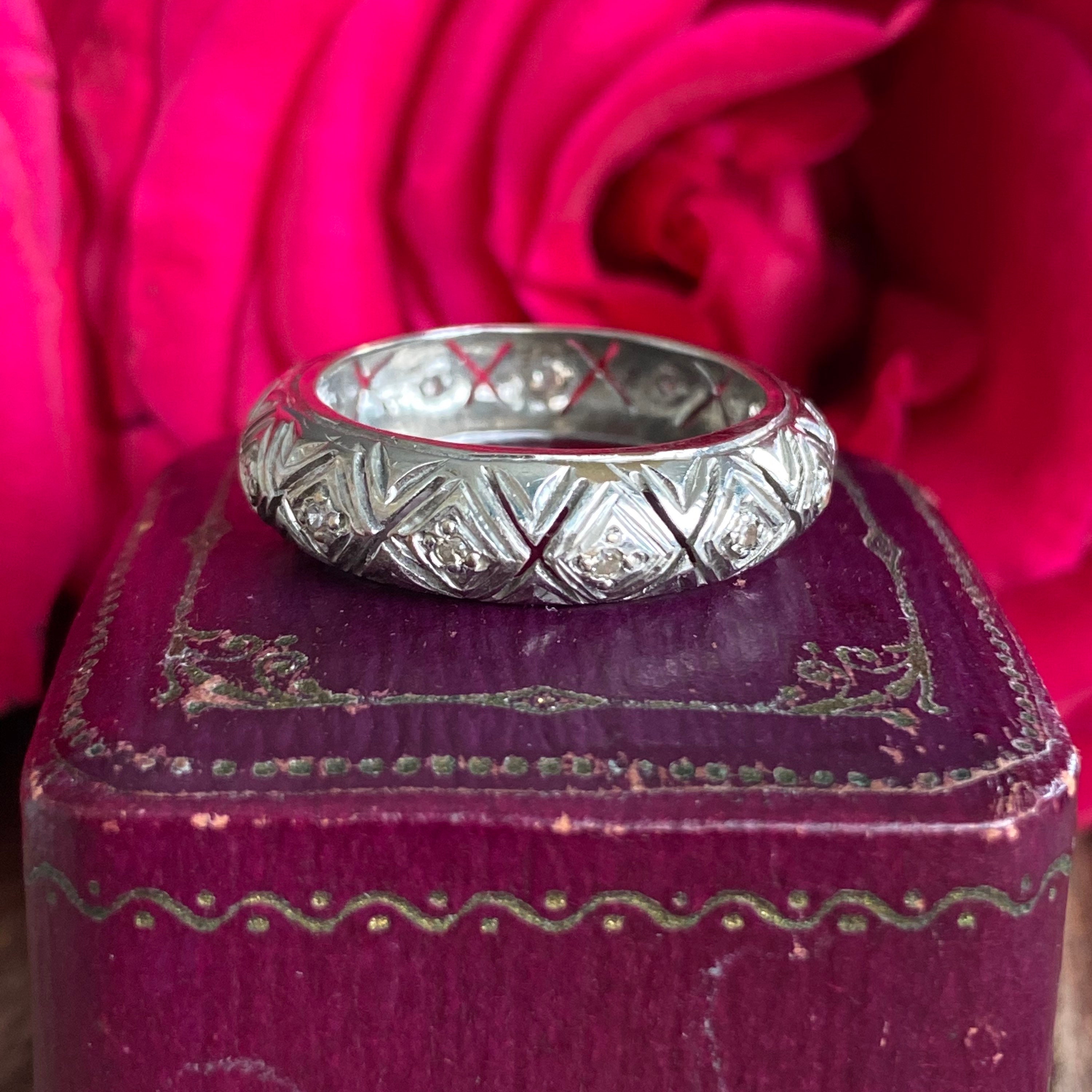 ヴィンテージ プラチナ ダイヤモンド エタニティ リング - Etsy 日本