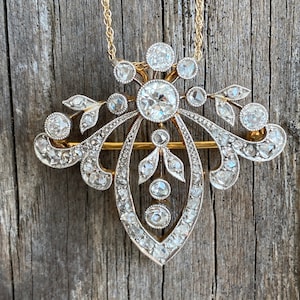 Edwardian Belle Epoque 1.81 CTW Diamond Platinum 18K 14K Pendant Necklace