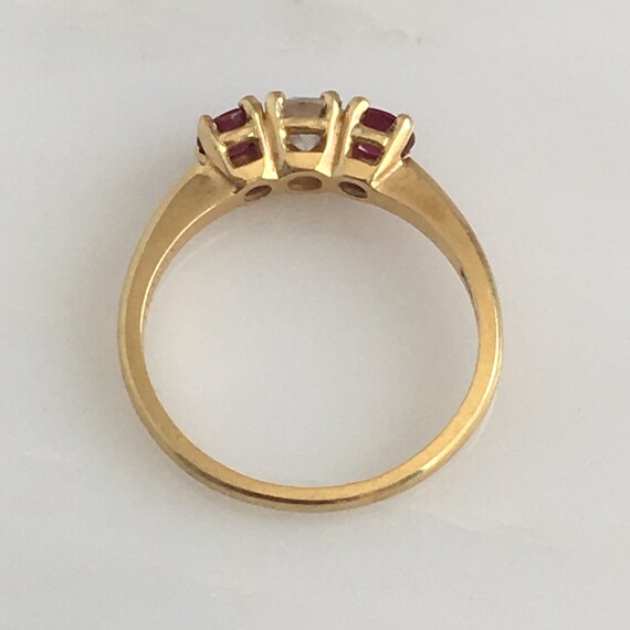 Vintage Diamond & Ruby 18K Yellow Gold Ring - image 10