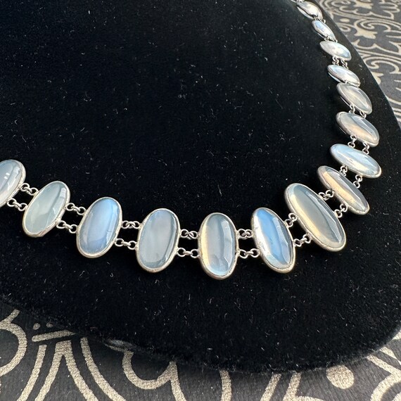 Edwardian Moonstone Silver Festoon Necklace - image 7
