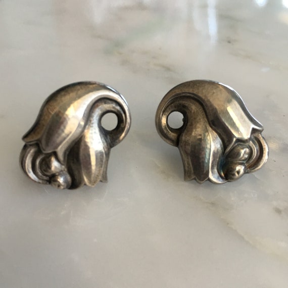 Georg Jensen Sterling Floral Art Nouveau Earrings