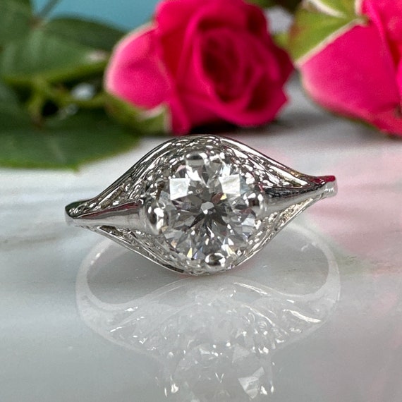 Vintage .50ct Diamond 14K Gold Filigree Ring - image 8