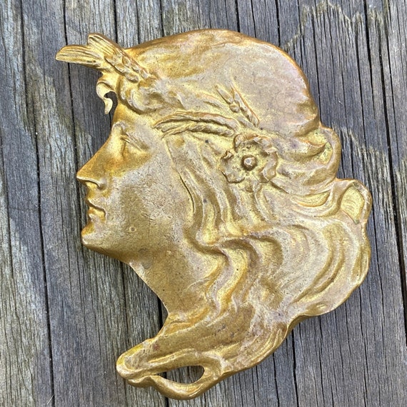 Art Nouveau Lady Belt Buckle - image 3