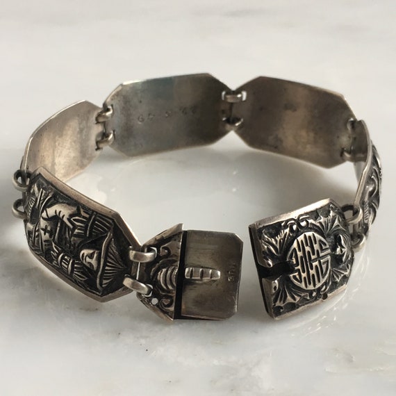 Vintage Asian Sterling Mid Century Bracelet - image 7