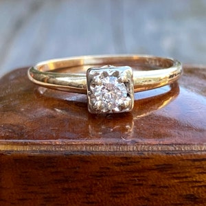 Vintage Diamant Solitär 14K Verlobungsring
