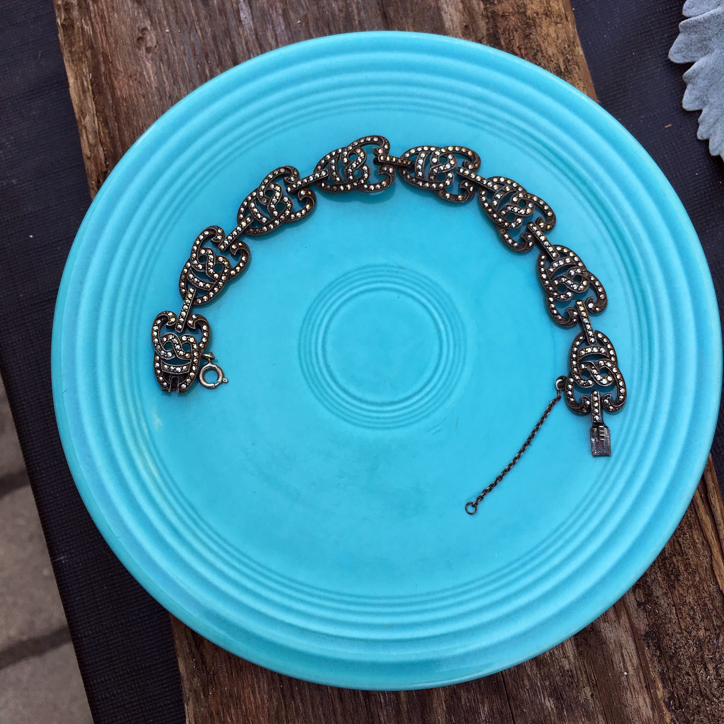 1920 年代のヴィンテージ シルバー マーカサイト ブレスレット - Etsy 日本