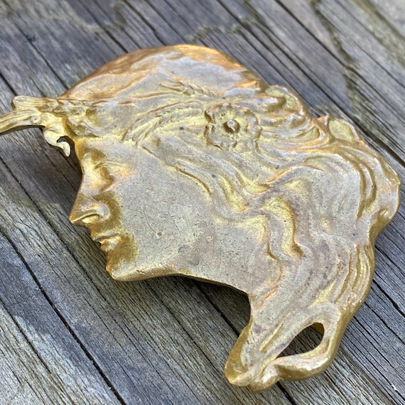 Art Nouveau Lady Belt Buckle - image 5