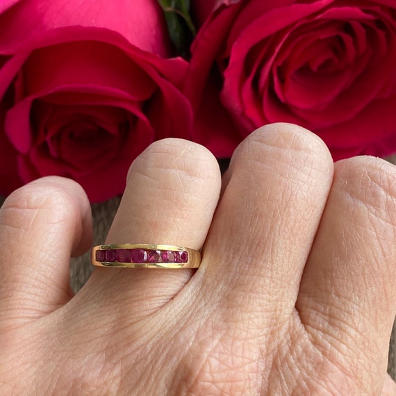 Vintage Ruby 14K Yellow Gold Ring Band - image 4