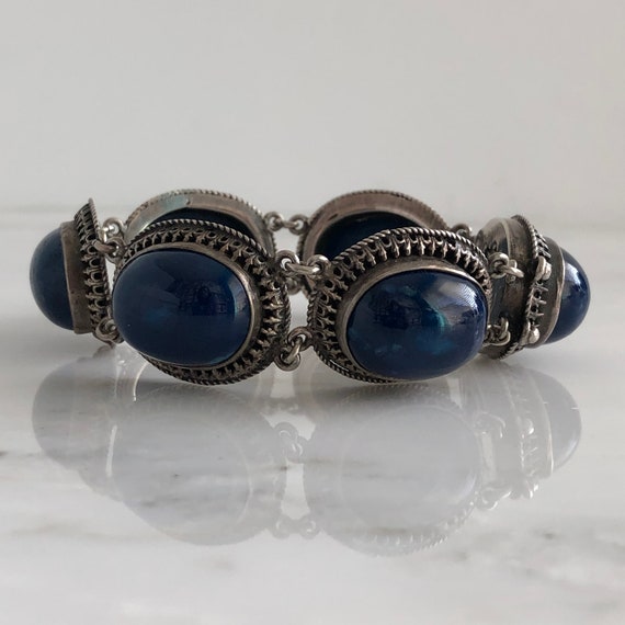 Vintage Sodalite Sterling Silver Bracelet - image 1