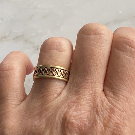 Vintage 14K Two-tone Pattern Design Ring - image 2