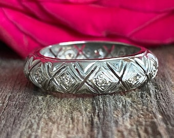 ヴィンテージ　ダイヤモンドエタニティリング　プラチナ ヴィンテージ プラチナ ダイヤモンド エタニティ リング - Etsy 日本