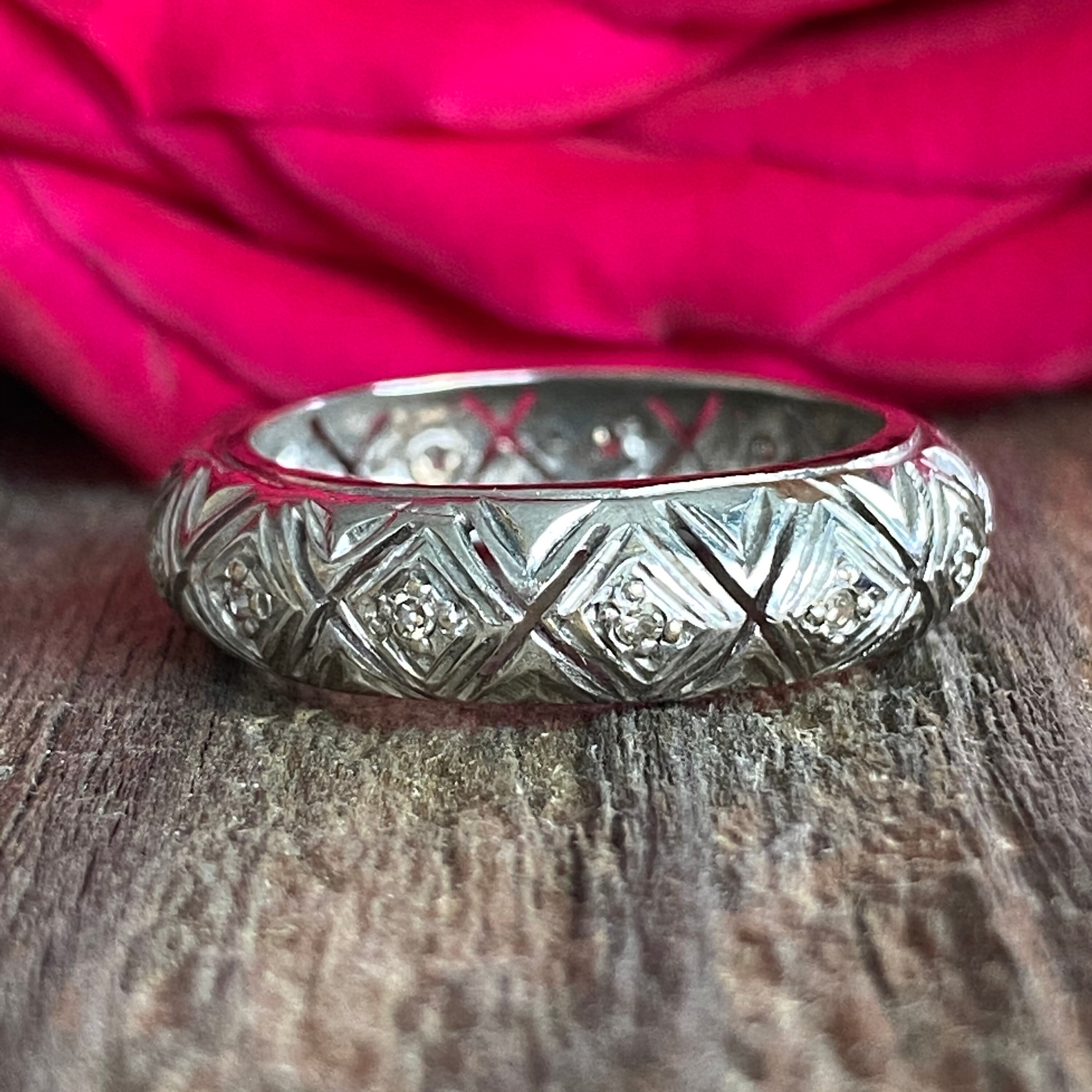 Vintage Platinum Diamond Eternity Ring Etsy
