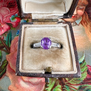 Art Deco 1.15ct Pink Sapphire & .40ct Diamond Platinum Ring