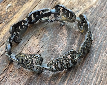 Vintage 1920's Silver Marcasite Bracelet