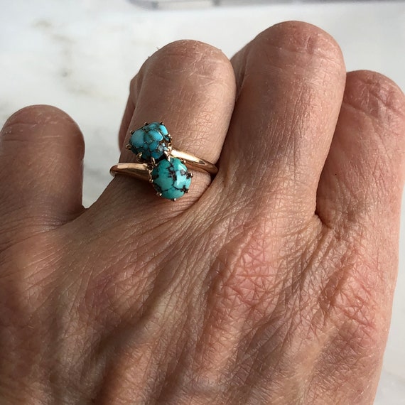 Vintage Turquoise 14K Gold Ring - image 5