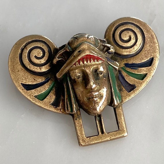 Enamel Egyptian Revival Pharaoh Brooch - image 1