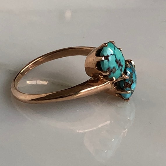 Vintage Turquoise 14K Gold Ring - image 8