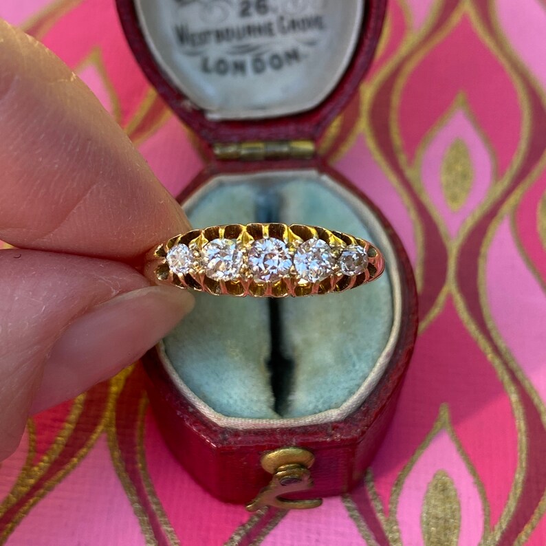 Victorian Belcher Diamond Hallmarked 18K Gold Band Ring Etsy