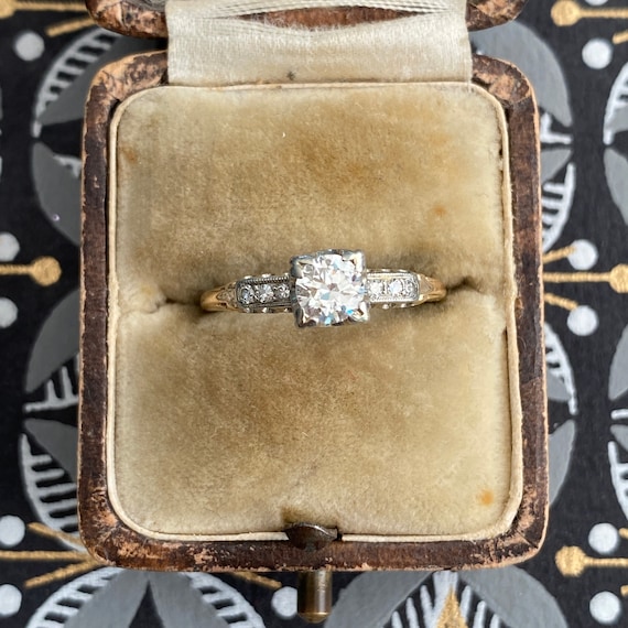 Vintage Granat Bros Diamond 14K/18K Engagement Rin