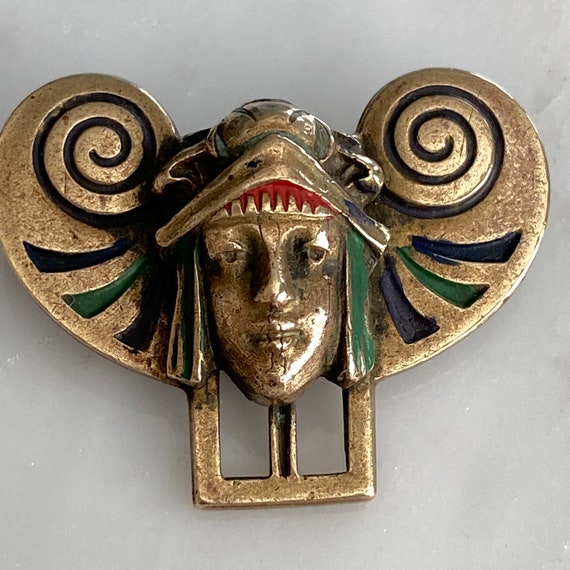 Enamel Egyptian Revival Pharaoh Brooch - image 7