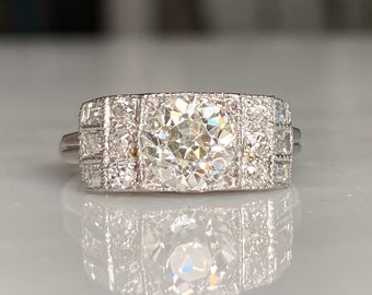 Art Deco 1.97 ct TW Diamond Platinum Ring