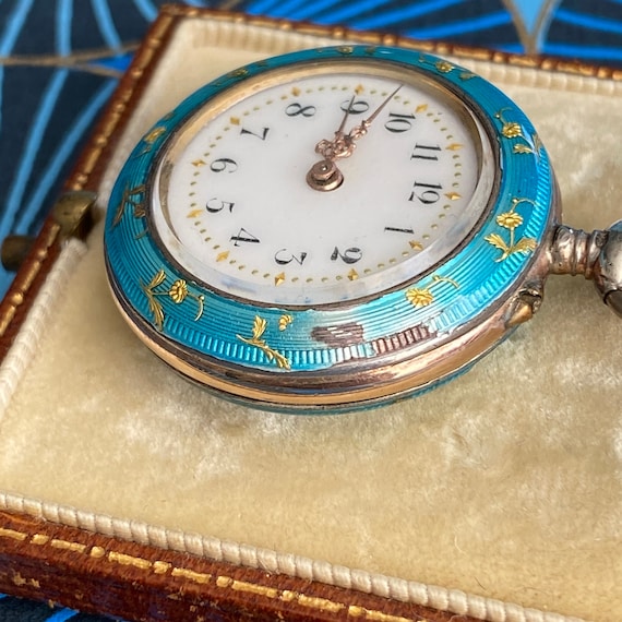 Argent Dore Blue Enamel Gold & Silver Watch - image 8