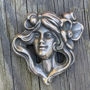 Art Nouveau Gibson Girl Sterling Brooch Pin