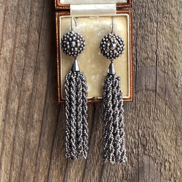 Georgian Cut Steel Silver Tassel Earrings