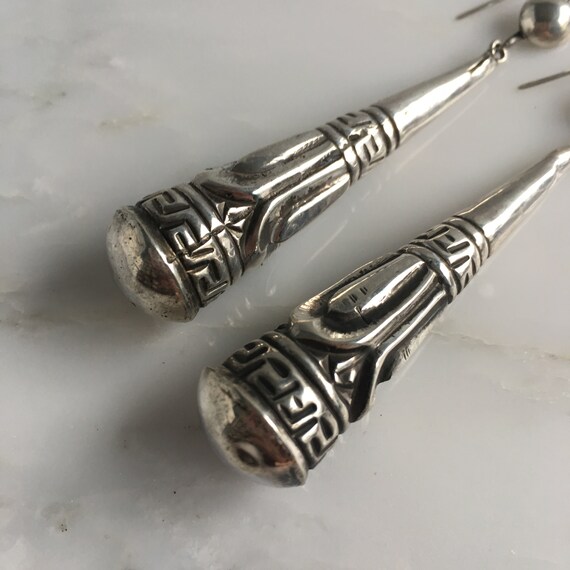 Victorian Silver Torpedo Earrings - image 4