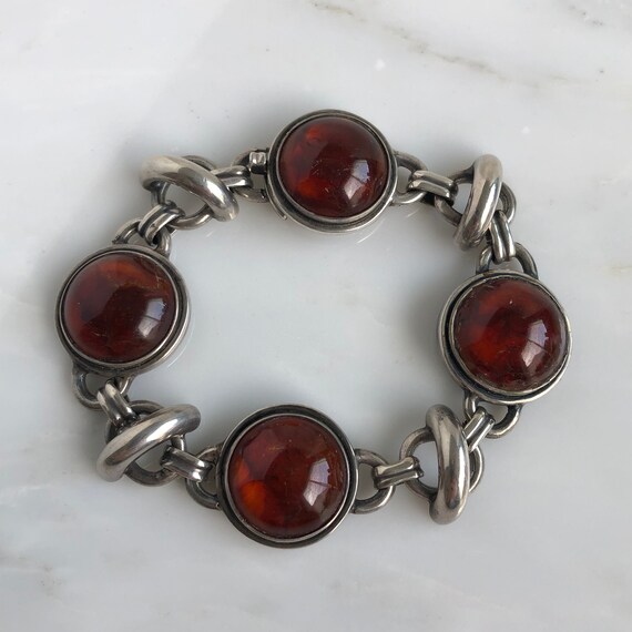 Mid Century Denmark Sterling Amber Bracelet