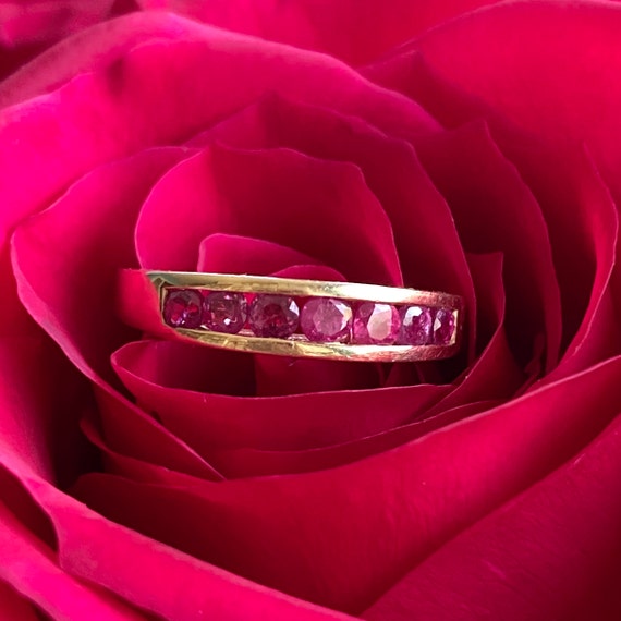 Vintage Ruby 14K Yellow Gold Ring Band - image 1