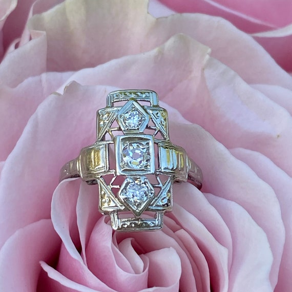 Art Deco Diamond 14K White Gold Ring - image 6