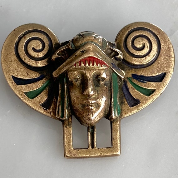 Enamel Egyptian Revival Pharaoh Brooch - image 2