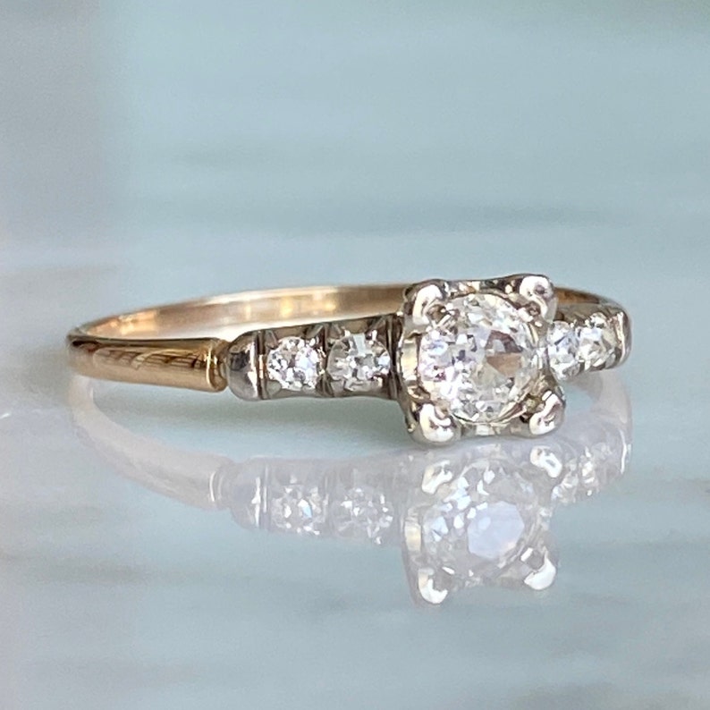 Vintage Diamond 14K Gold Engagement Ring - Etsy