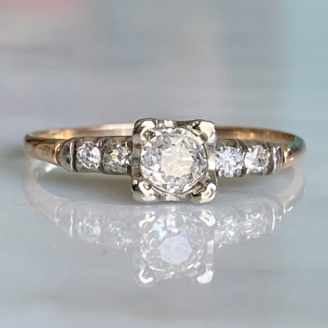Vintage Diamond 14K Gold Engagement Ring - Etsy